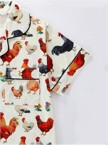 Women's 2 Piece Pajama Set Cute Animal Graphic Button Down Short Sleeve Sleepwear Shorts Pjs Set in Saudi Arabia