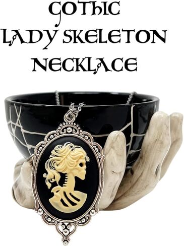 UMBRELLALABORATORY Gothic Lolita dress accessories Pirate Sugar Skull Victorian necklace or earrings goth jewelry Day of the dead pendant charm skeleton black cat cameo in Saudi Arabia