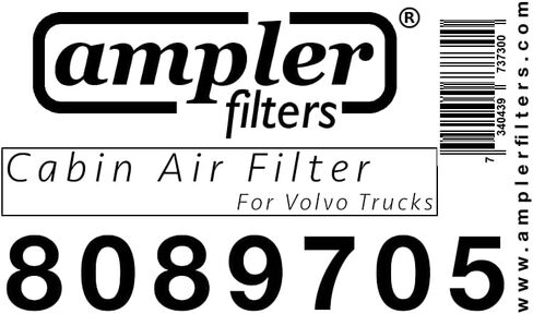 AMPLER'S Cabin Air Filter replacement for Volvo VNL Truck Cabin Air Filter part nr: 8089705 - Volvo VNL VN 770 660 610: 1998-2003, VNM WCA WG WIA - Repl.: PA3986, AF26435, P606960, CAF24002, PA3986 in Saudi Arabia