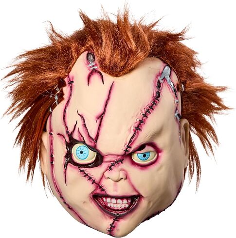Rubies Men's Bride of Chucky Stitched-Up Chucky Deluxe Latex Overhead Costume Mask, One Size in Saudi Arabia