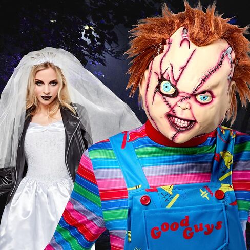 Rubies Men's Bride of Chucky Stitched-Up Chucky Deluxe Latex Overhead Costume Mask, One Size in Saudi Arabia