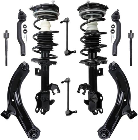 Detroit Axle - 10pc Front End Suspension Kit for 2009-2014 Nissan Cube 2007-2012 Versa 2 Ready Struts 2 Lower Control Arms w/Ball Joints 2 Sway Bar Links 4 Inner Outer Tie Rods 2010 2011 Replacement in Saudi Arabia