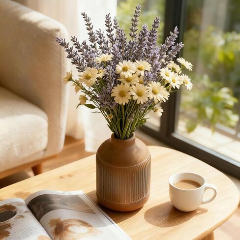 Pottery Country Vase, Bohemian Farmhouse Decor Terracotta Flower Vase, 7.5 Inch, Suitable for Tabletop, Dining Table, Living Room Decor Brown in Saudi Arabia