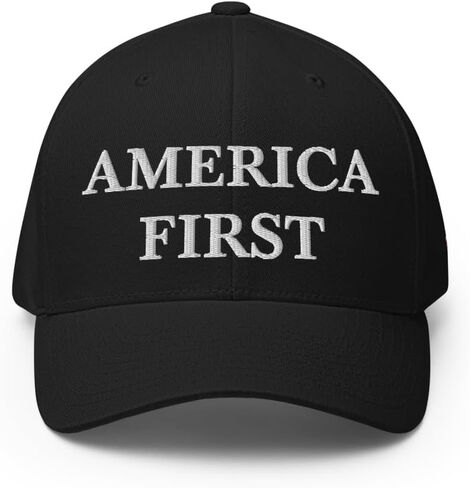 قبعة America First - قبعة مرنة منظمة ومطرزة - هدية وطنية بعلم الولايات المتحدة الأمريكية in Saudi Arabia