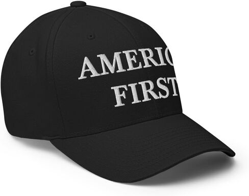 قبعة America First - قبعة مرنة منظمة ومطرزة - هدية وطنية بعلم الولايات المتحدة الأمريكية in Saudi Arabia