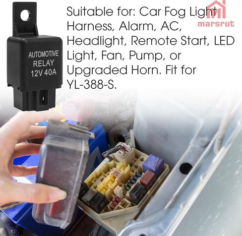 2Pcs 12V 40A Relay, Automotive 4 Pin Relays Fit for YL-388-S FLS821 Fog Driving Light, 12VDC 30A Universal Heavy Duty SPST Relay Replacement Kit for Air Fan Conditioner Starter Bar Wire Wiring Harness in Saudi Arabia