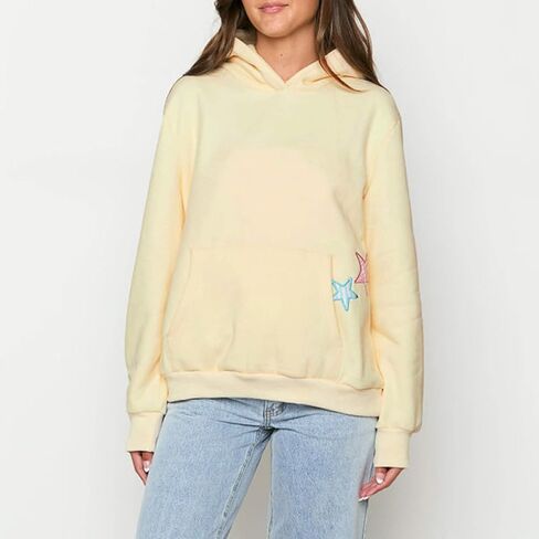 Women Preppy Embroidered Hoodies Cute Graphic Long Sleeve Hooded Sweatshirt Teen Girls Y2K Oversized Pullover Tops in Saudi Arabia