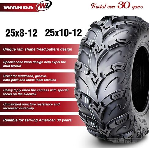 WANDA Full Set 14-20 Yamaha VIKING Tires 25X8X12 25X10X12 8PR Mud Sling in Saudi Arabia