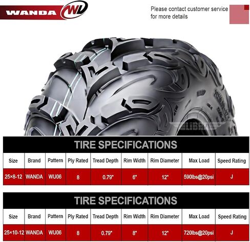 WANDA Full Set 14-20 Yamaha VIKING Tires 25X8X12 25X10X12 8PR Mud Sling in Saudi Arabia