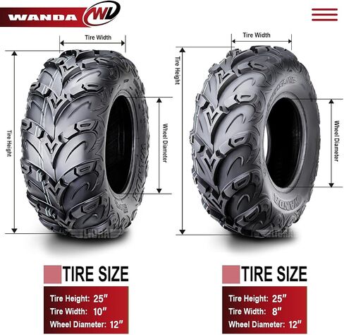 WANDA Full Set 14-20 Yamaha VIKING Tires 25X8X12 25X10X12 8PR Mud Sling in Saudi Arabia