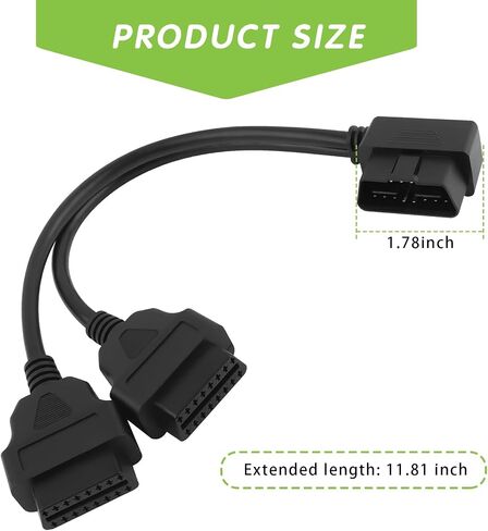 ijuicy OBD2 16 Pin Splitter, OBD II Splitter Extension, 1 Male to 2 Female Extension Cable Adapter, Suitable for All OBD2 interfaces (12inch/30cm) in Saudi Arabia