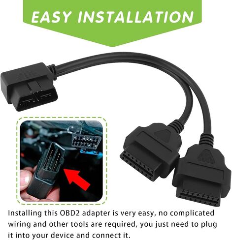 ijuicy OBD2 16 Pin Splitter, OBD II Splitter Extension, 1 Male to 2 Female Extension Cable Adapter, Suitable for All OBD2 interfaces (12inch/30cm) in Saudi Arabia