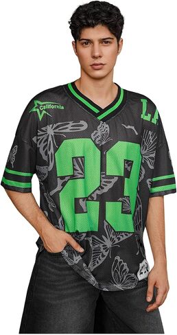 GORGLITTER Men's Number Graphic Jersey Shirts Short Sleeve V Neck Tees Sports T-Shirt Top in Saudi Arabia