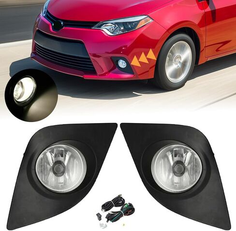 YLT AUTO Fit 2014 2015 2016 لسيارة Toyota Corolla L LE مجموعة استبدال مصابيح الضباب الأمامية للجري عدسات شفافة مع زوج من المصابيح وأسلاك التبديل (جانب السائق وجانب الركاب) in Kuwait