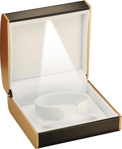 LED Bracelet Bangle Anklet Jewelry Gift Box for Engagement, Wedding…Luxury PU Leather Dome Top Designed with Gold Color Painted on the Sides Bangle Bracelet Anklet Jewelry Gifts Holder Storage Box with Light for Women for Men in Kuwait