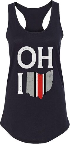 State of Ohio Letters Map Flag Womens Racer Back Tank Top in Kuwait