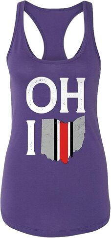State of Ohio Letters Map Flag Womens Racer Back Tank Top in Kuwait