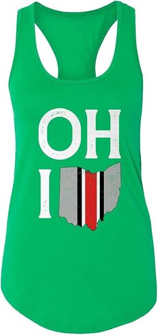State of Ohio Letters Map Flag Womens Racer Back Tank Top in Kuwait
