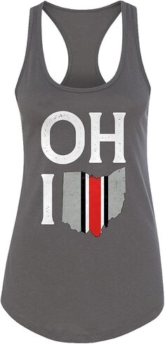 State of Ohio Letters Map Flag Womens Racer Back Tank Top in Kuwait