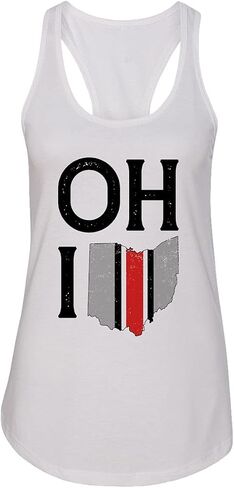 State of Ohio Letters Map Flag Womens Racer Back Tank Top in Kuwait