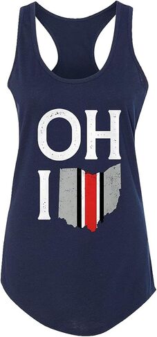 State of Ohio Letters Map Flag Womens Racer Back Tank Top in Kuwait