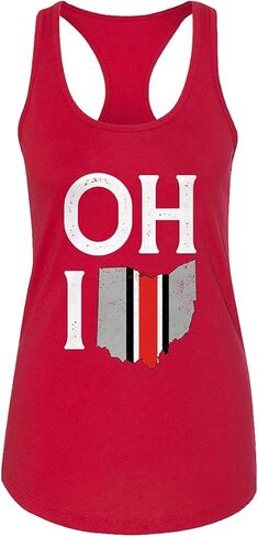 State of Ohio Letters Map Flag Womens Racer Back Tank Top in Kuwait