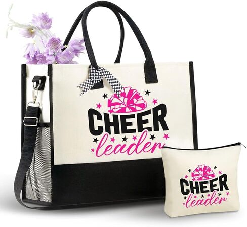 InnoBeta Cheerleader Gifts Canvas Tote Bag for Cheerleaders, Women, Cheer Gifts for Birthday, Christmas, Mother's Day, Thanksgiving in Saudi Arabia