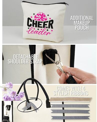 InnoBeta Cheerleader Gifts Canvas Tote Bag for Cheerleaders, Women, Cheer Gifts for Birthday, Christmas, Mother's Day, Thanksgiving in Saudi Arabia