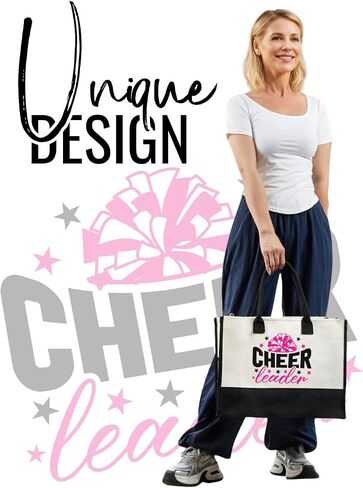 InnoBeta Cheerleader Gifts Canvas Tote Bag for Cheerleaders, Women, Cheer Gifts for Birthday, Christmas, Mother's Day, Thanksgiving in Saudi Arabia