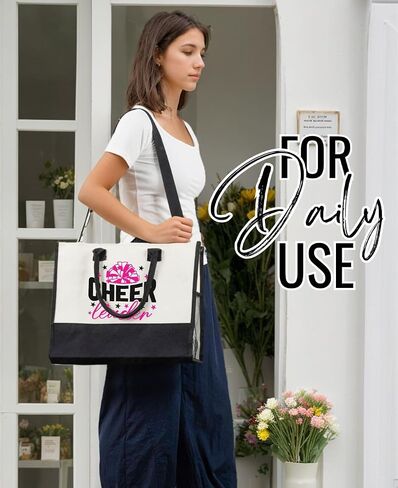 InnoBeta Cheerleader Gifts Canvas Tote Bag for Cheerleaders, Women, Cheer Gifts for Birthday, Christmas, Mother's Day, Thanksgiving in Saudi Arabia