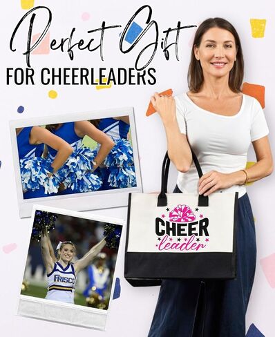 InnoBeta Cheerleader Gifts Canvas Tote Bag for Cheerleaders, Women, Cheer Gifts for Birthday, Christmas, Mother's Day, Thanksgiving in Saudi Arabia