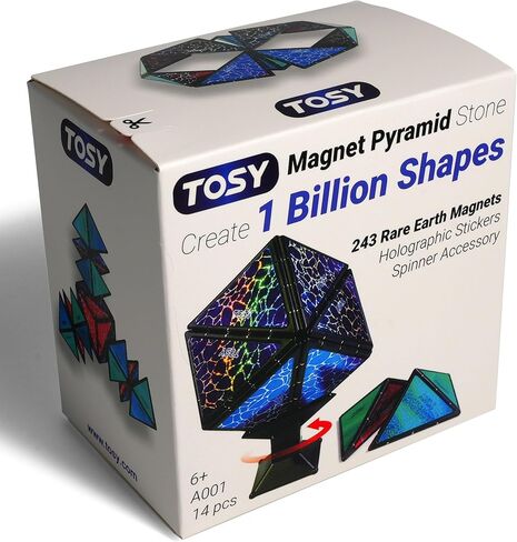 TOSY Magnet Pyramid Glow - 1 Cube Transforms into 1 Billion Shapes (Bunny, Egg Basket, Flowers), 243 Rare Earth Magnets, Holographic Design, Puzzle/STEAM Toy, Easter Birthday Gift, 2-Pack in Kuwait