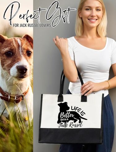 هدايا InnoBeta Jack Russel Dog، هدايا لأم جاك راسل، حقيبة حمل من القماش في عيد الميلاد أو عيد الميلاد، حقيبة مع إغلاق بسحاب علوي وحزام كتف in Saudi Arabia