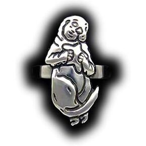 Sea Otter Ring in Solid Sterling Silver Hand Carved & Cast by Paxton in Saudi Arabia