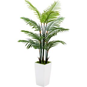 Artificial Palm Tree 5FT - Real Touch Artificial Trees with White Tall Planter - Faux Tropical Areca Floor Large Plants in Pot - Evergreen Fake Silk Tree for Home Office Living Room Décor Indoor in Saudi Arabia