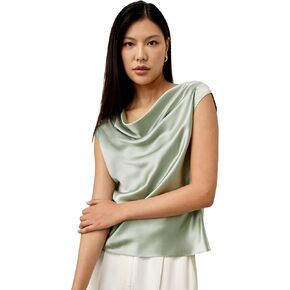LilySilk 100% Silk Cowl Neck Shirt for Women Sleeveless Elegant Tops for Summer Off Shoulder T Shirt Ladies in Kuwait