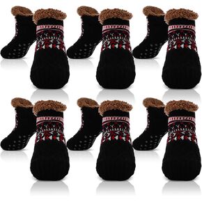 Liitrsh 6 Pairs Women's Fuzzy Slipper Socks with Grips Winter Warm Thick Cabin Thermal Socks Non Slip for Christmas Stocking Stuffers Women Adults Cozy Holiday Gifts in Kuwait