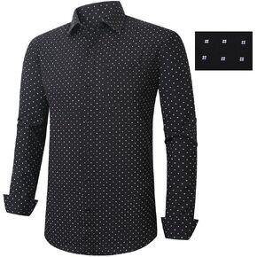Men's Dress Shirt Long Sleeve Button Down Printed Shirt Business Casual Stretch Wrinkle-Free Shirt in Saudi Arabia