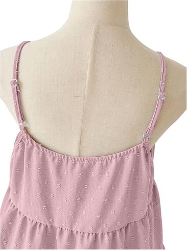 SOLY HUX Women's Summer Ruffle Tie Front Tops Spaghetti Strap Scoop Neck Babydoll Camisole Top in Saudi Arabia