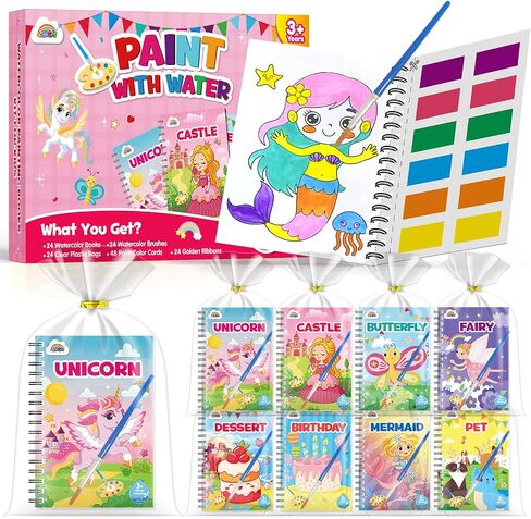 ZMLM 24 Water Coloring Books for Kids Party Favors - Bulk Mini Coloring Books for Ages 4-8,Small Easter Basket Stuffers for Toddlers Crafts Classroom Birthday Valentines Day Gifts Goodie Bag Stuffers in Kuwait