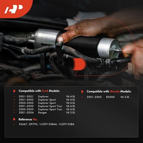فلتر وقود ممتاز متوافق مع Ford Explorer 2001، Ranger 2001-2004، Explorer Sport 2001-2003، Explorer Sport Trac 2001-2003 وMazda B3000 2001-2003، 3.0L 4.0L in Saudi Arabia