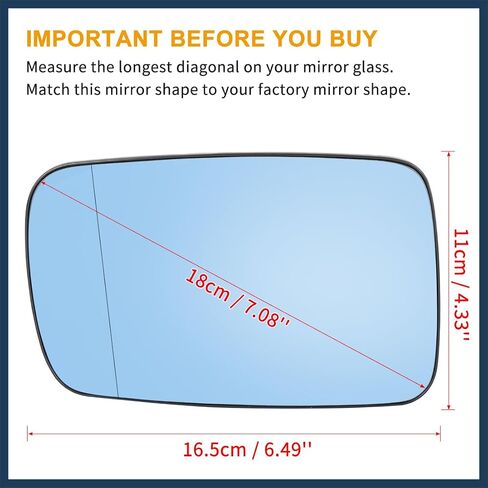 for BMW 323Ci 325Ci 328Ci 330Ci 745i 745Li 750i 750Li 760i 760Li Mirror Glass Heated with Backing Plate Driver Left Side LH Rear View Mirror Glass in Saudi Arabia