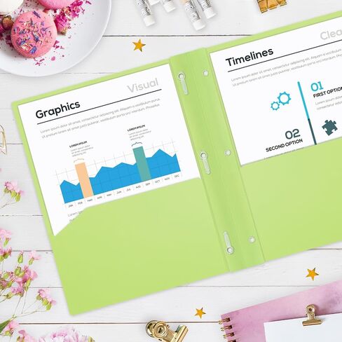 H4D Plastic 2 Pocket Folders with Prongs, Letter Size, Morandi Colors, 6 Pack in Kuwait