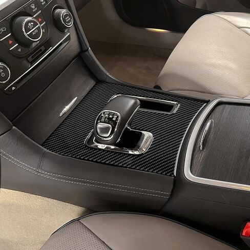 لكرايسلر 300 300C (2011-2014) غطاء لوحة ناقل الحركة إطار من ألياف الكربون، لوحة ديكور وحدة التحكم المركزية تحمي ملحقات الزخرفة الداخلية للسيارة، أسود (الحجم A) in Kuwait