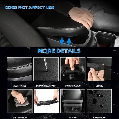 غطاء مسند ذراع وحدة التحكم المركزية CZCGYDY، غطاء مسند ذراع من الجلد مناسب خصيصًا لسيارة Toyota RAV4 2019 2020 2021 2022 2023 2024 2025 وحدة التحكم الوسطى، مضاد للخدش، مقاوم للاهتراء (غرز أسود + بيج) in Kuwait