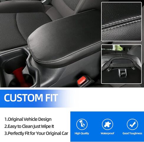غطاء مسند ذراع وحدة التحكم المركزية CZCGYDY، غطاء مسند ذراع من الجلد مناسب خصيصًا لسيارة Toyota RAV4 2019 2020 2021 2022 2023 2024 2025 وحدة التحكم الوسطى، مضاد للخدش، مقاوم للاهتراء (غرز أسود + بيج) in Kuwait