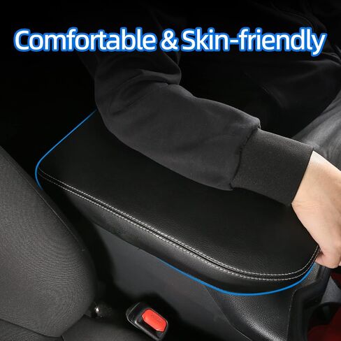 غطاء مسند ذراع وحدة التحكم المركزية CZCGYDY، غطاء مسند ذراع من الجلد مناسب خصيصًا لسيارة Toyota RAV4 2019 2020 2021 2022 2023 2024 2025 وحدة التحكم الوسطى، مضاد للخدش، مقاوم للاهتراء (غرز أسود + بيج) in Kuwait