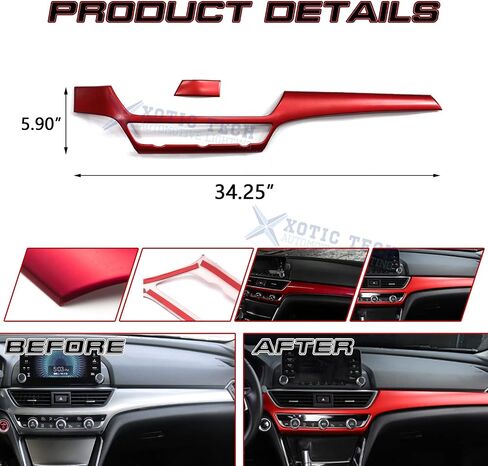 x xotic tech Interior Dashboard Center Console AC Switch Button Panel Stripe Cover Trim, Carbon Fiber Pattern, Compatible with Honda Accord 10th Gen 2018-2022 in Saudi Arabia
