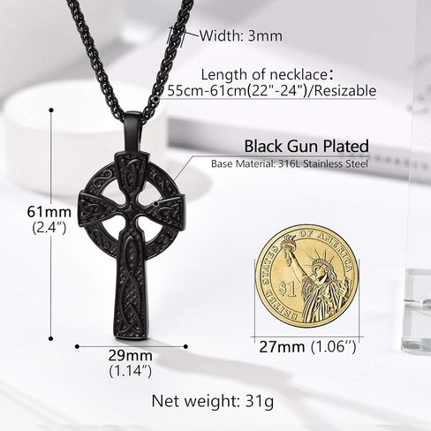 PROSTEEL 316L الفولاذ المقاوم للصدأ عقدة سلتيك Triquetra قلادة، الأيرلندية المسيحية الصليب قلادة قلادة للرجال النساء، مجوهرات تميمة الحماية، 22 "-24" قابل للتعديل، تأتي مع صندوق in Kuwait