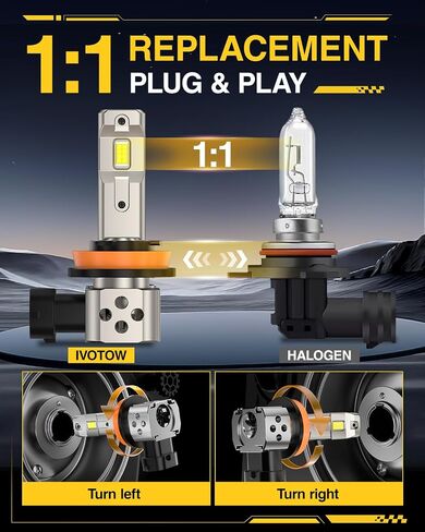 H11/H9 LED Bulbs, 42,000LM 900% Ultra-Brightness, Real 1:1 Halogen Mini Size,H11 Fog Light Bulb, 6500K White Illumination for Automotive H11 Driving Lights, Plug and Play, Pack of 2 in Kuwait